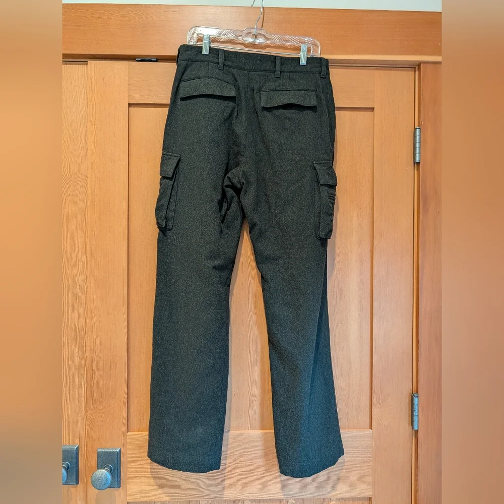 Vintage Banana Republic Dawson Wide Leg Wool Pants Trousers Cargo Green Grey Y2k